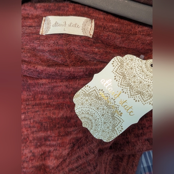 Altar'd State Burgundy Knit Top Swing Shift Dress LARGE NWT Soft Comfy NEW Tags - Picture 4 of 5